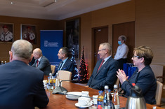 Władze uczelni na spotkaniu z ministrem. Od lewej: prof. J. Sęp, prof. G. Ostasz, prof. PRz L. Gniewek, prof. PRz I. Włoch,